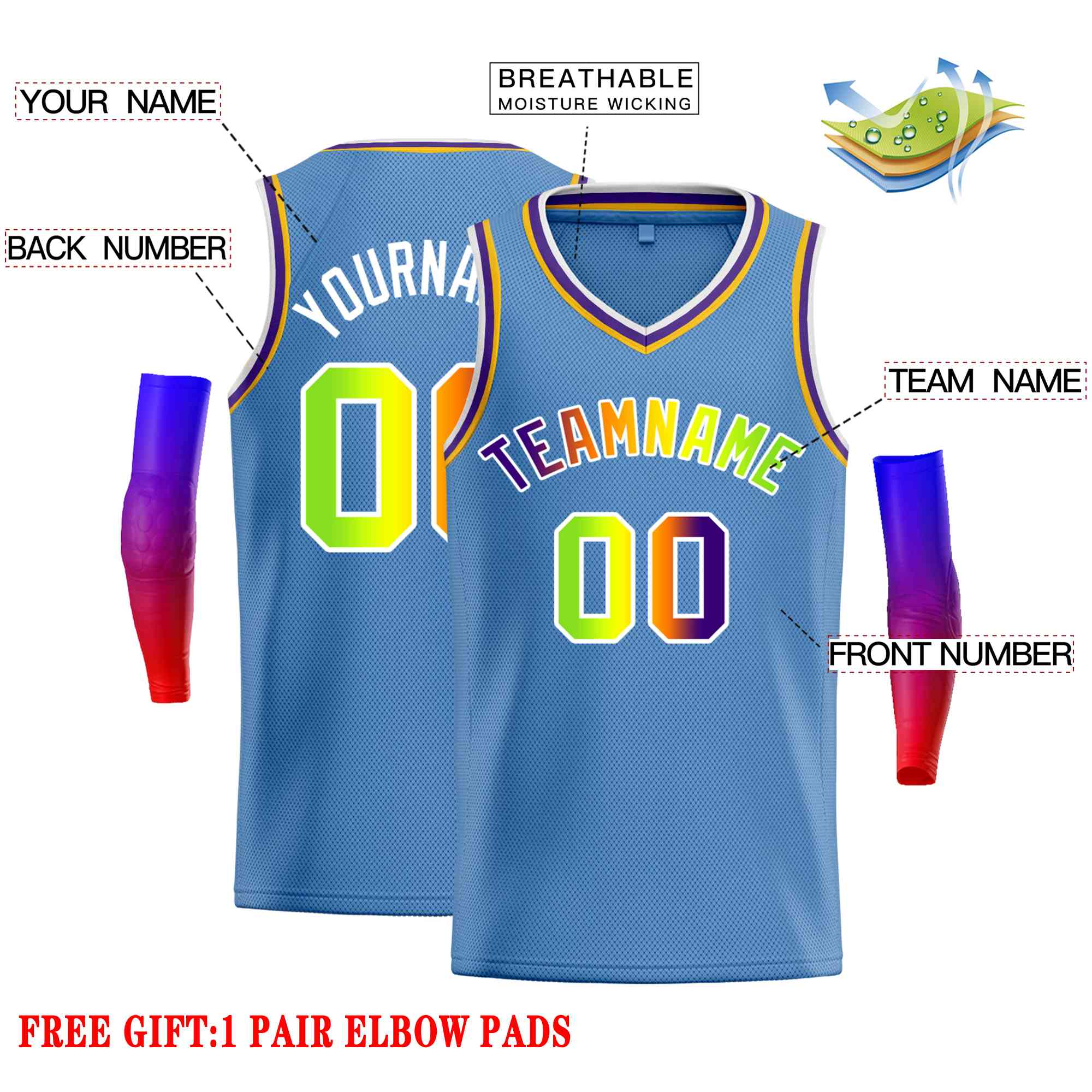 Custom Light Blue Green-White Classic Tops Men Casual Basketball Jersey