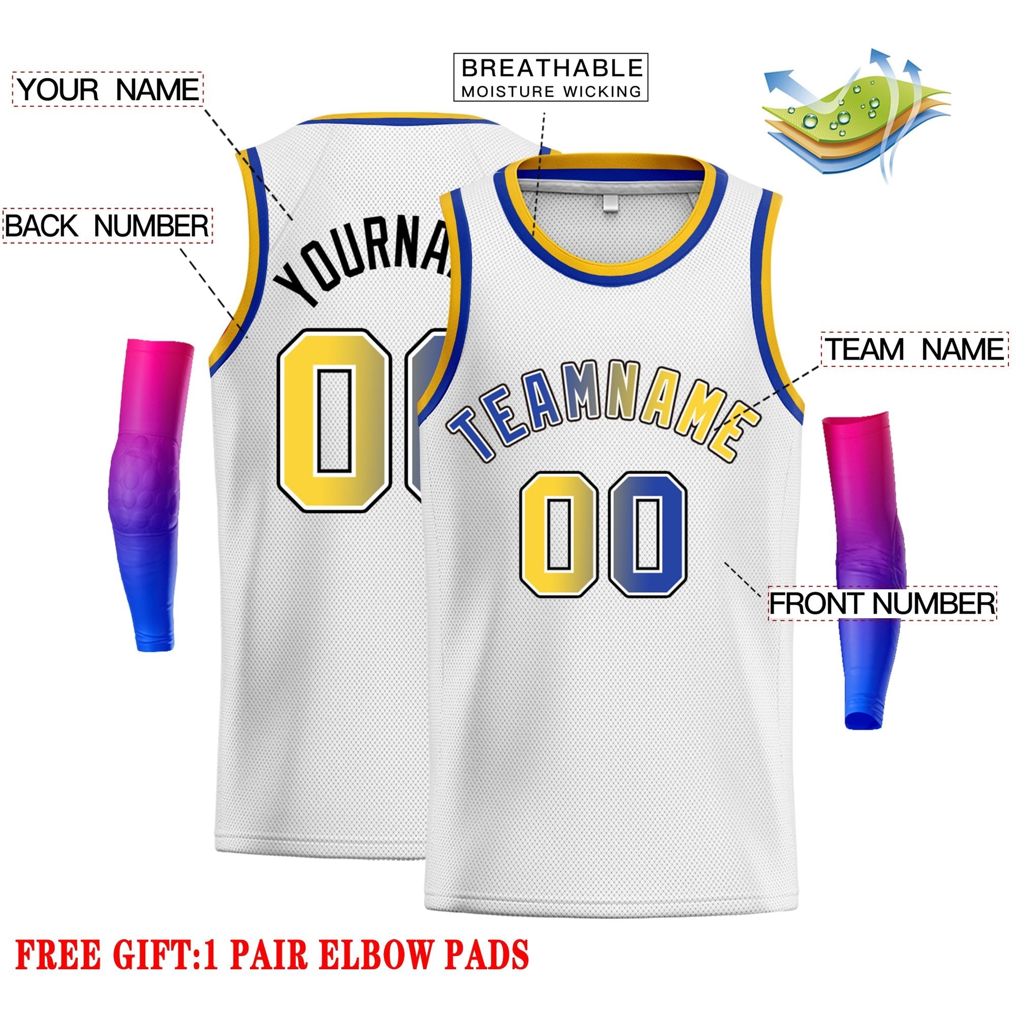 Custom White Royal-Black Classic Tops Fonts Gradient Fashion Tops Men Casual Basketball Jersey