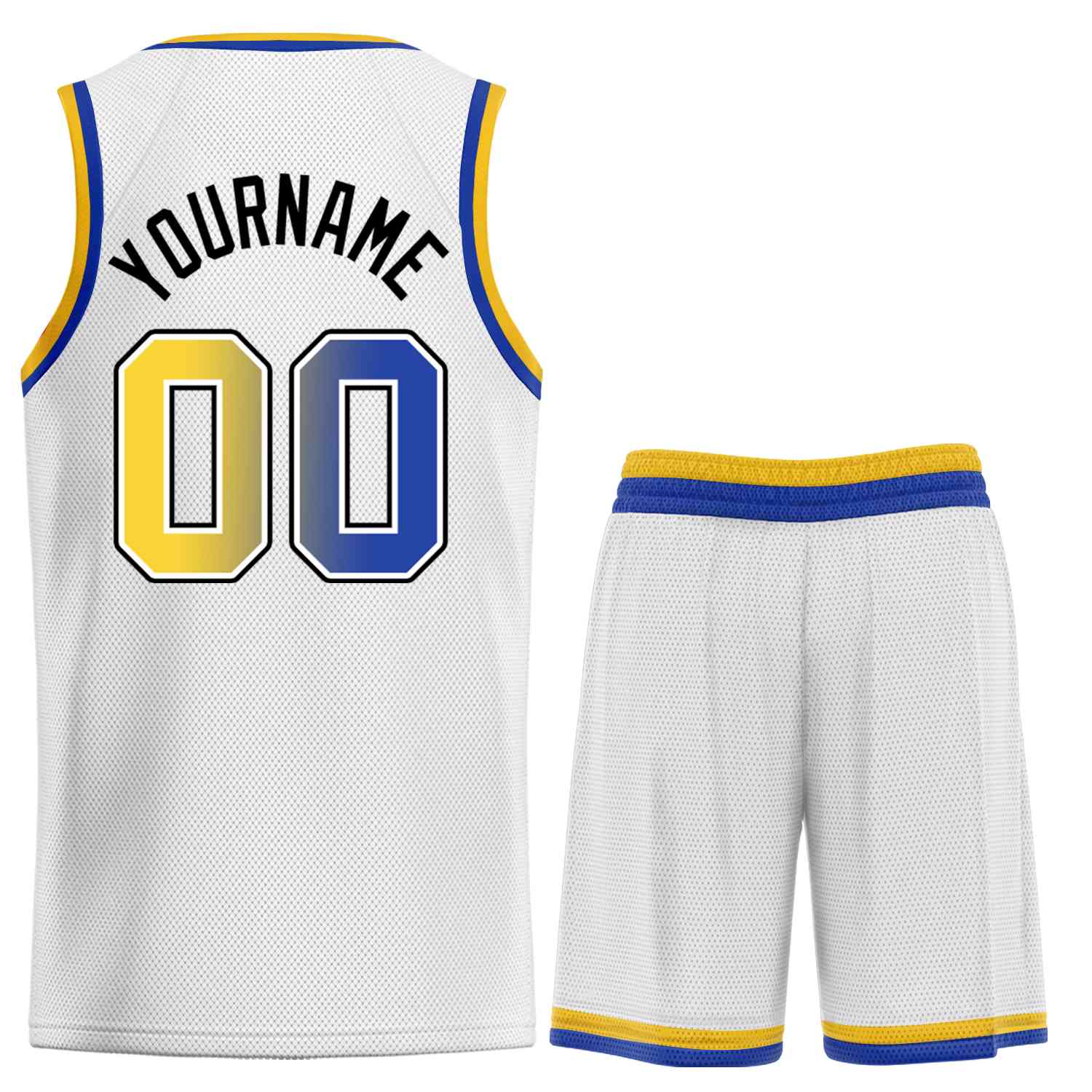 Custom White Royal-Black Classic Sets Curved Basketball Jersey