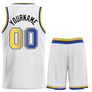 Custom White Royal-Black Classic Sets Curved Basketball Jersey