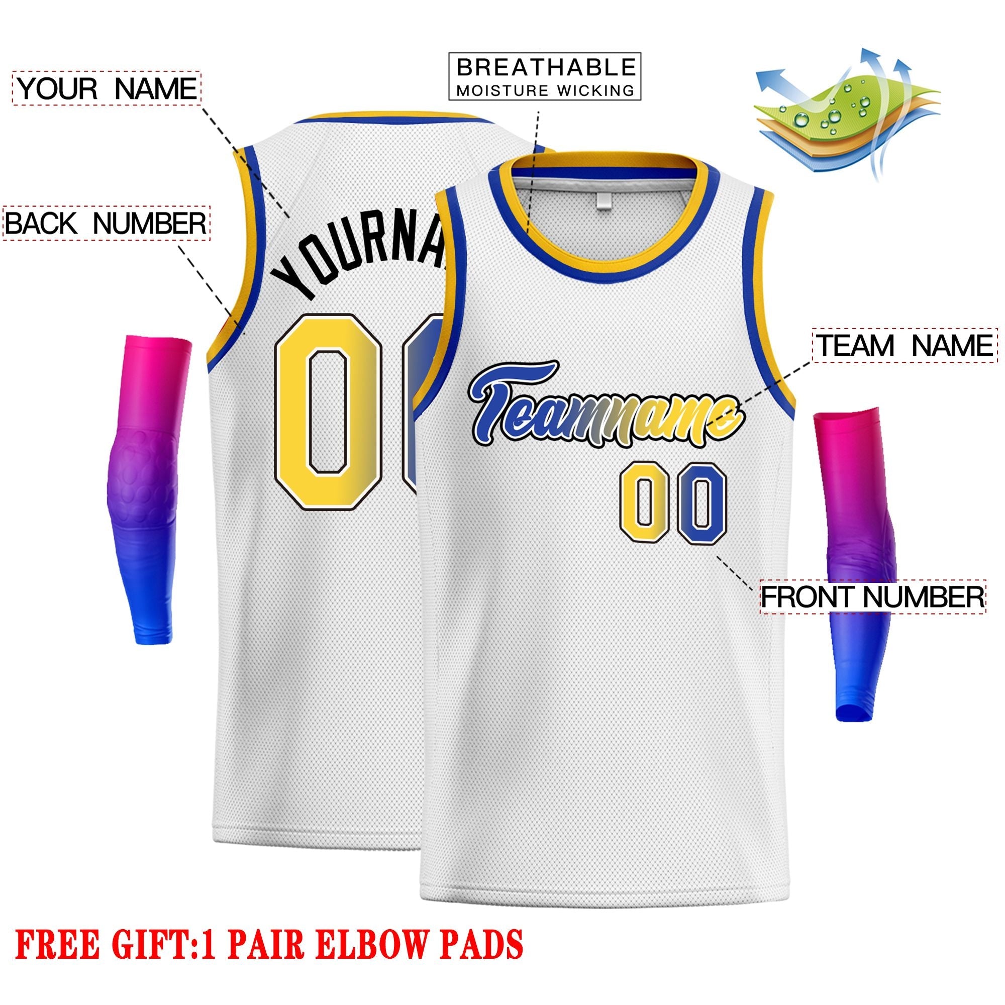 Custom White Navy-Black Classic Tops Fonts Gradient Fashion Tops Men Casual Basketball Jersey