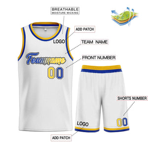 Custom White Royal-Black Heal Sports Uniform Classic Sets Basketball Jersey