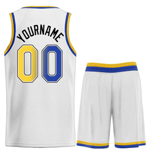 Uniforme de sport de guérison blanc Royal-noir personnalisé, ensembles classiques, maillot de basket-ball