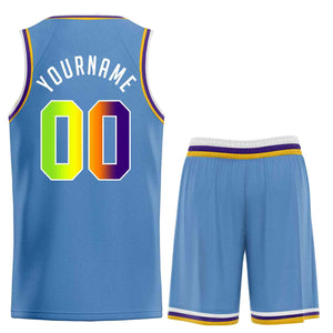 Custom Light Blue Green-White Classic Sets Sports Uniform Basketball Jersey