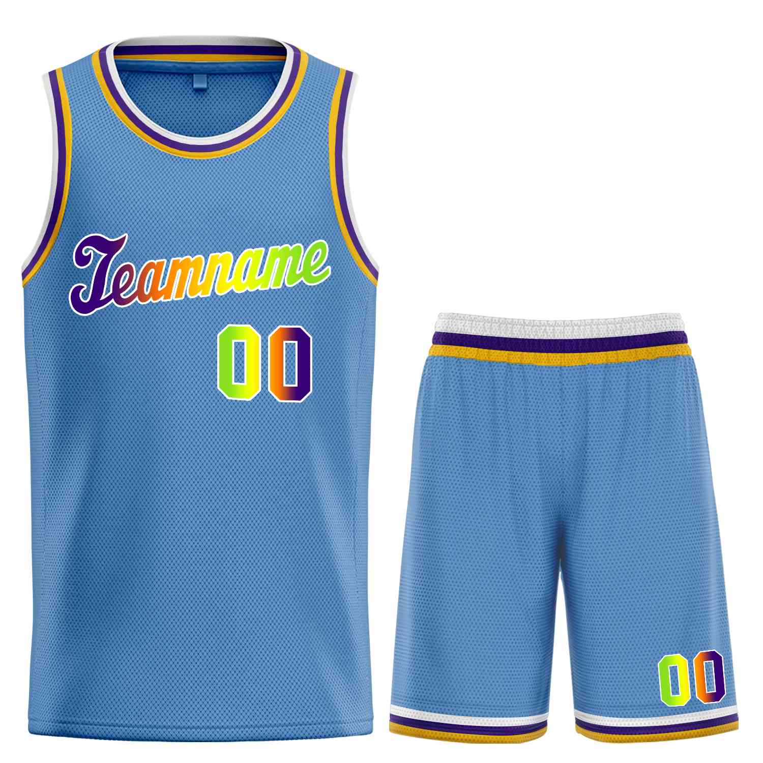 Custom Light Blue Green-White Classic Sets Sports Uniform Basketball Jersey