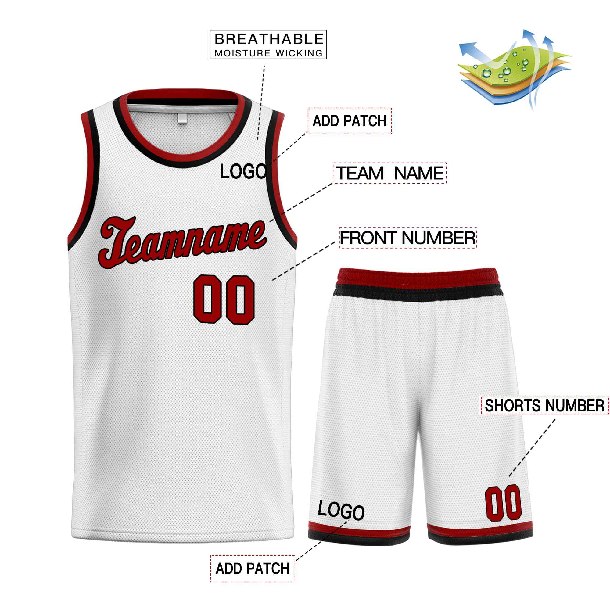 Custom White Maroon-Black Classic Sets Sports Uniform Basketball Jersey