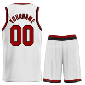 Ensembles classiques personnalisés blanc marron-noir, maillot de basket-ball uniforme de sport