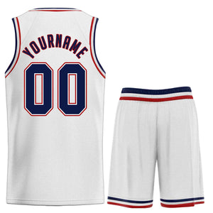 Custom White Navy-Red Classic Sets Sports Uniform Basketball Jersey