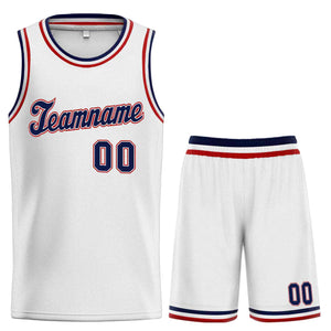 Custom White Navy-Red Classic Sets Sports Uniform Basketball Jersey