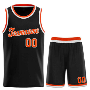 Maillot de basket-ball uniforme de sport personnalisé noir Orange-blanc classique