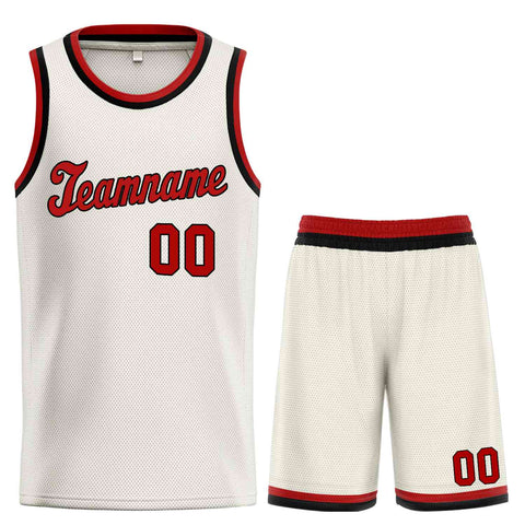 Custom Cream Red-Black Classic Sets Sports Uniform Basketball Jersey