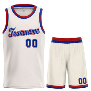 Custom Cream Royal-Red Classic Sets Sports Uniform Basketball Jersey