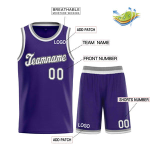 Custom Purple White-Black Classic Sets Sports Uniform Basketball Jersey