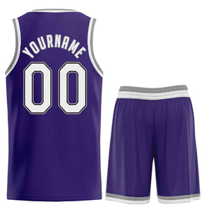 Custom Purple White-Black Classic Sets Sports Uniform Basketball Jersey