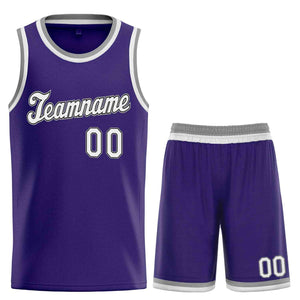 Ensembles classiques violets blancs-noirs personnalisés, maillot de basket-ball uniforme de sport