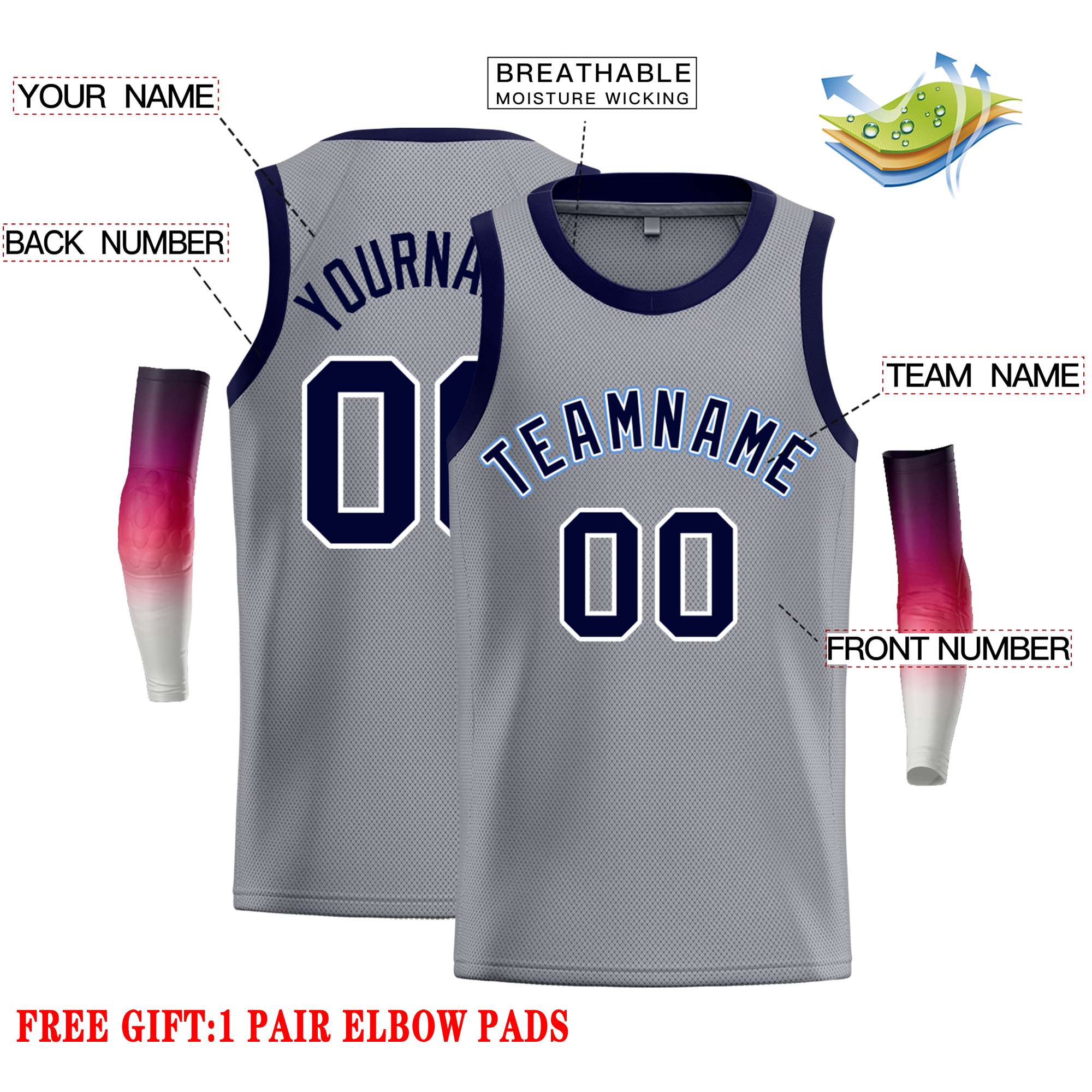 Custom Dark Gray Navy-White Classic Tops Casual Basketball Jersey