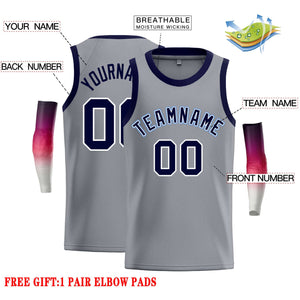 Custom Dark Gray Navy-White Classic Tops Casual Basketball Jersey