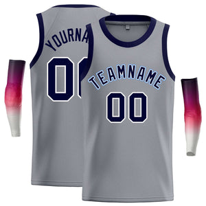 Custom Dark Gray Navy-White Classic Tops Casual Basketball Jersey