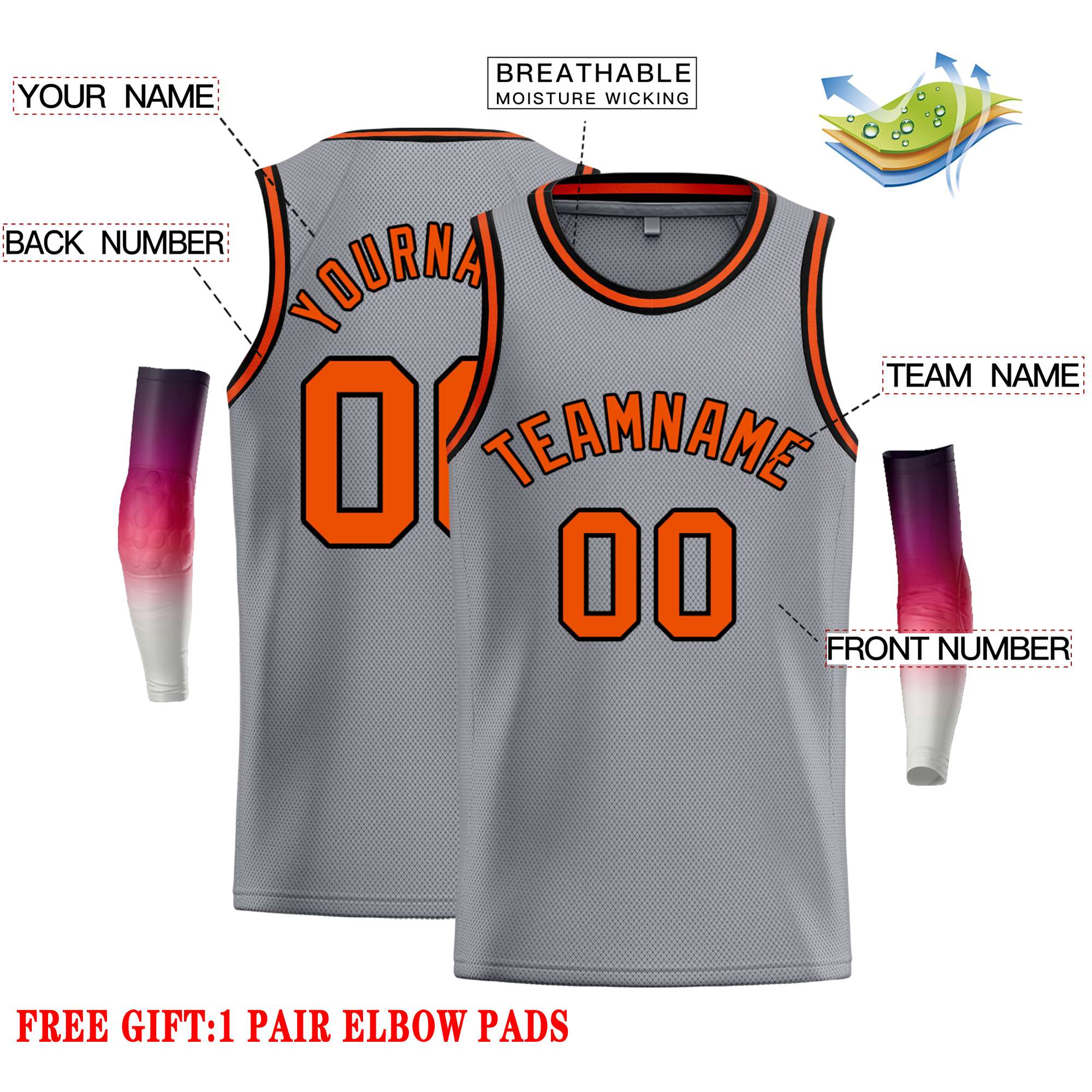 Custom Dark Gray Orange-Black Classic Tops Casual Basketball Jersey