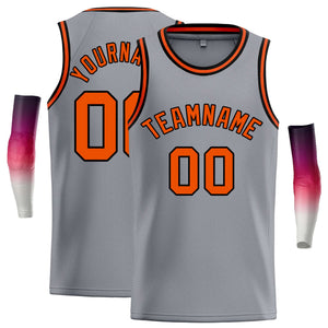 Maillot de basket-ball décontracté, haut classique personnalisé gris foncé Orange-noir