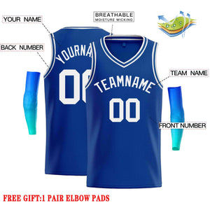 Custom Royal White-Classic Tops Men Casual Basketball Jersey