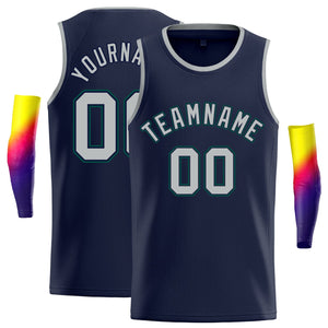 Custom Navy Gray Classic Tops Fashion Basketball Jersey