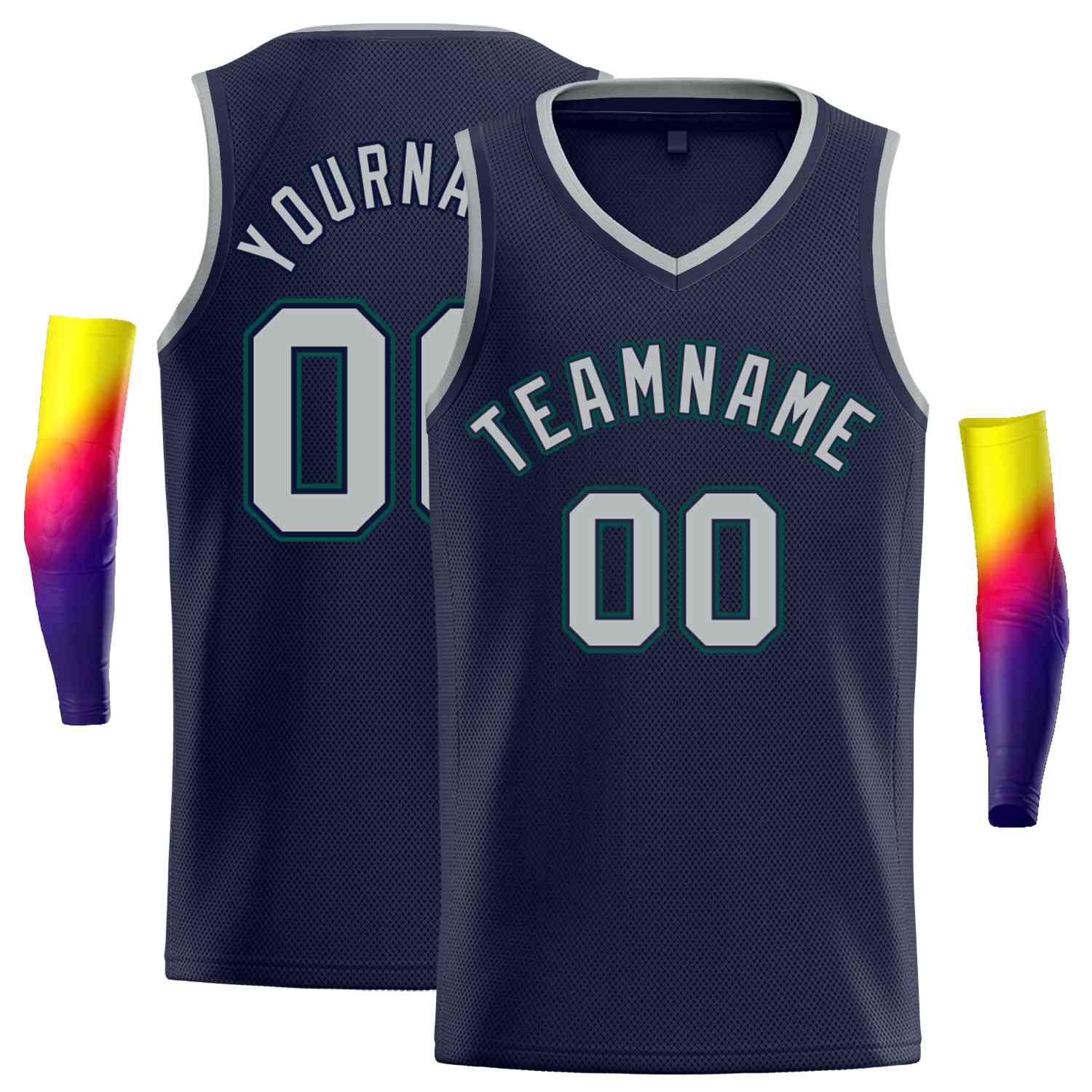 Custom Navy Gray-Green Classic Tops Men Casual Basketball Jersey