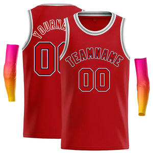 Custom Red Red-Navy Classic Tops Casual Basketball Jersey