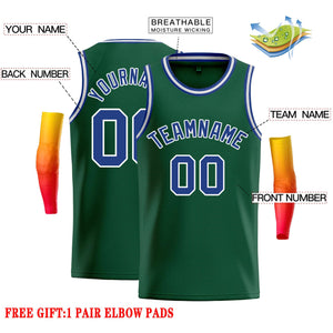 Maillot de basket-ball décontracté, haut classique vert Royal-blanc personnalisé