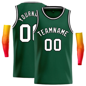 Maillot de basket-ball décontracté, haut classique vert blanc-noir personnalisé