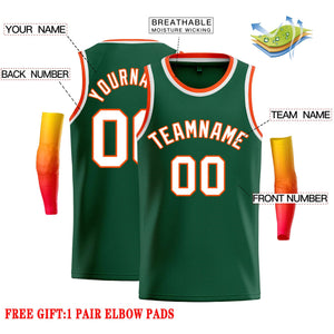 Custom Green White-Orange Classic Tops Casual Basketball Jersey