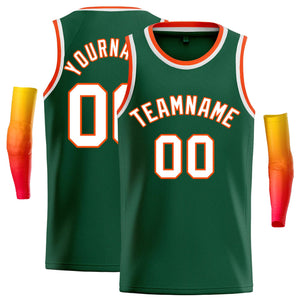 Custom Green White-Orange Classic Tops Casual Basketball Jersey