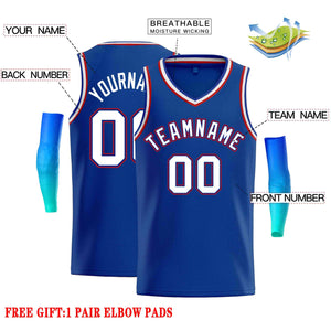 Custom Royal White-Red Classic Tops Men Casual Basketball Jersey