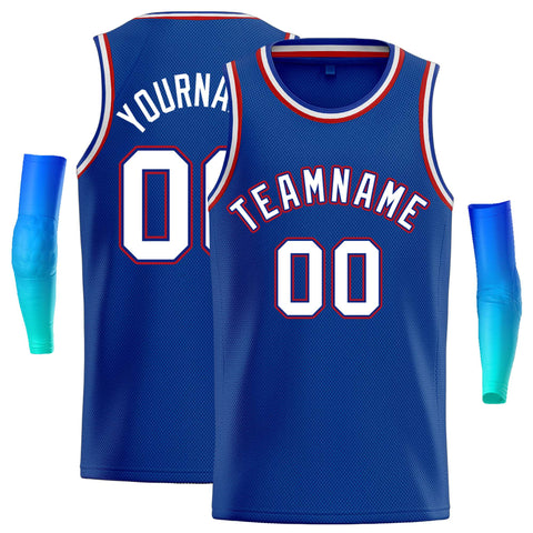 Custom Royal White-Red Classic Tops Casual Basketball Jersey