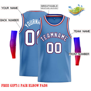 Custom Light Blue White-Royal Classic Tops Casual Basketball Jersey