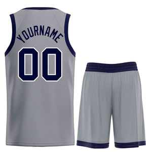 Maillot de basket-ball Bull personnalisé, gris foncé, bleu marine et blanc, ensembles classiques