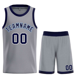 Maillot de basket-ball Bull personnalisé, gris foncé, bleu marine et blanc, ensembles classiques