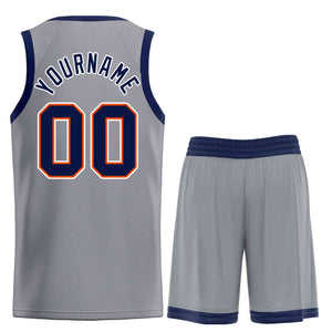 Maillot de basket-ball Bull personnalisé, gris foncé, bleu marine et Orange, ensembles classiques