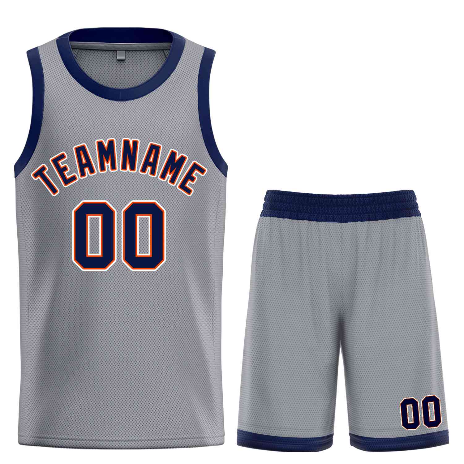 Maillot de basket-ball Bull personnalisé, gris foncé, bleu marine et Orange, ensembles classiques