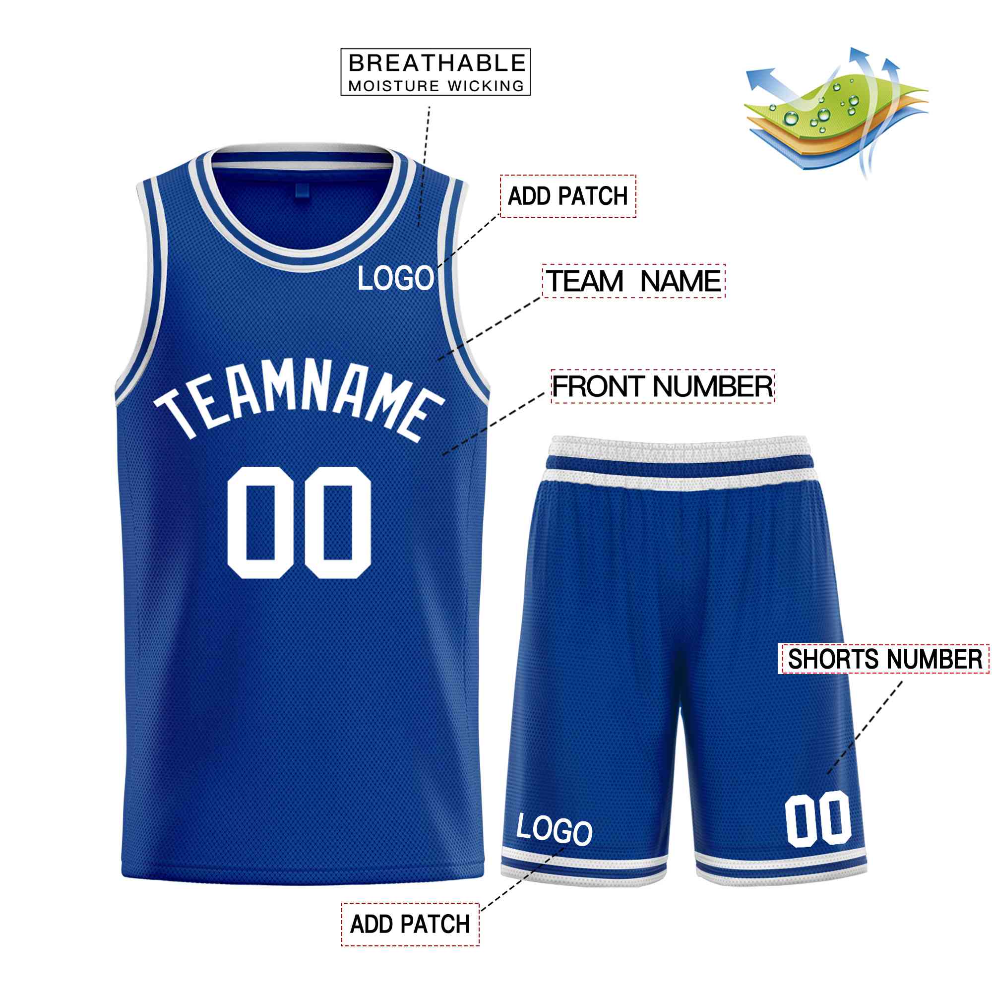 Custom Royal White-Classic Sets Curved Basketball Jersey