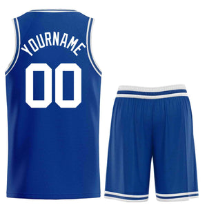 Custom Royal White-Classic Sets Curved Basketball Jersey