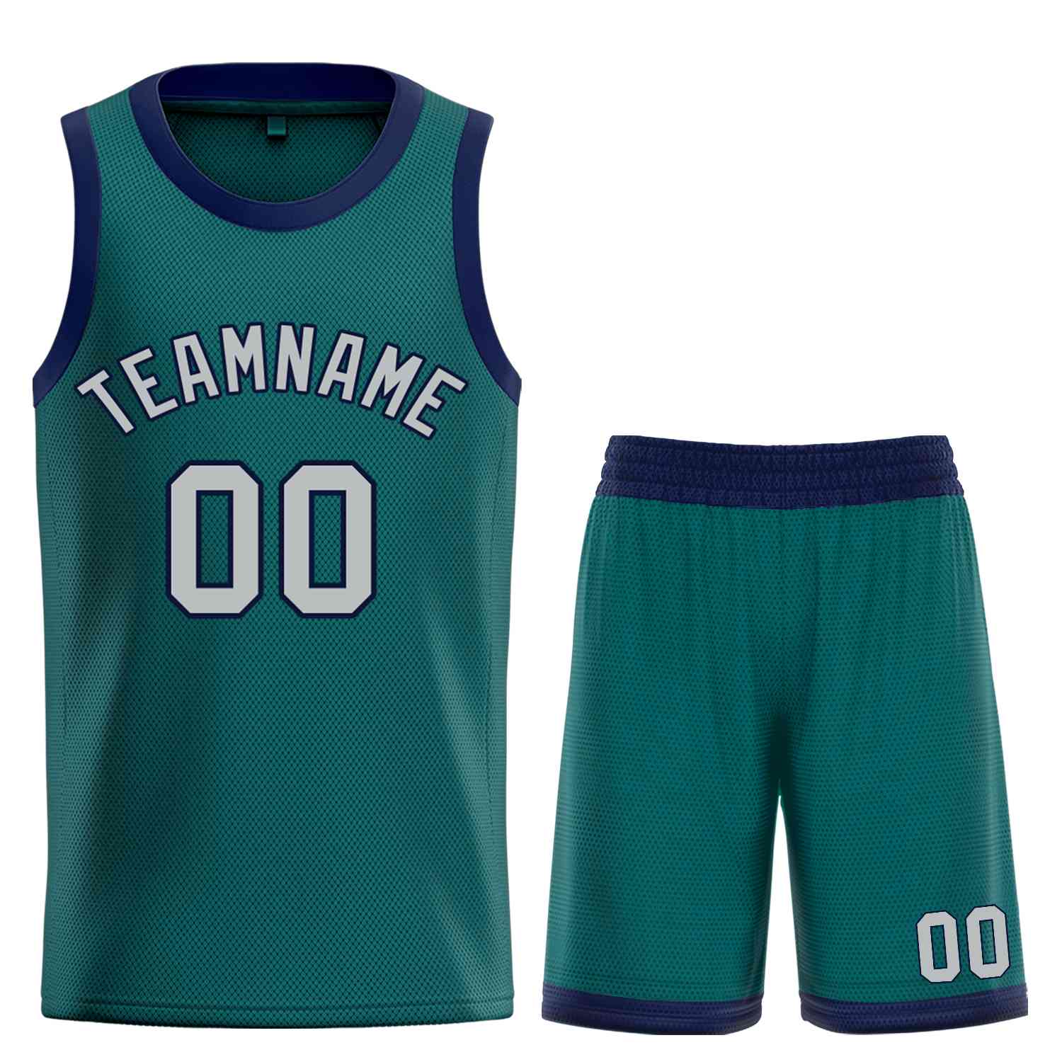 Maillot de basket-ball incurvé personnalisé Aqua gris-marine Bull Classic