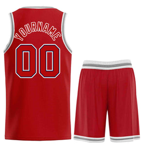 Maillot de basket-ball incurvé personnalisé, ensembles classiques rouge blanc-marine