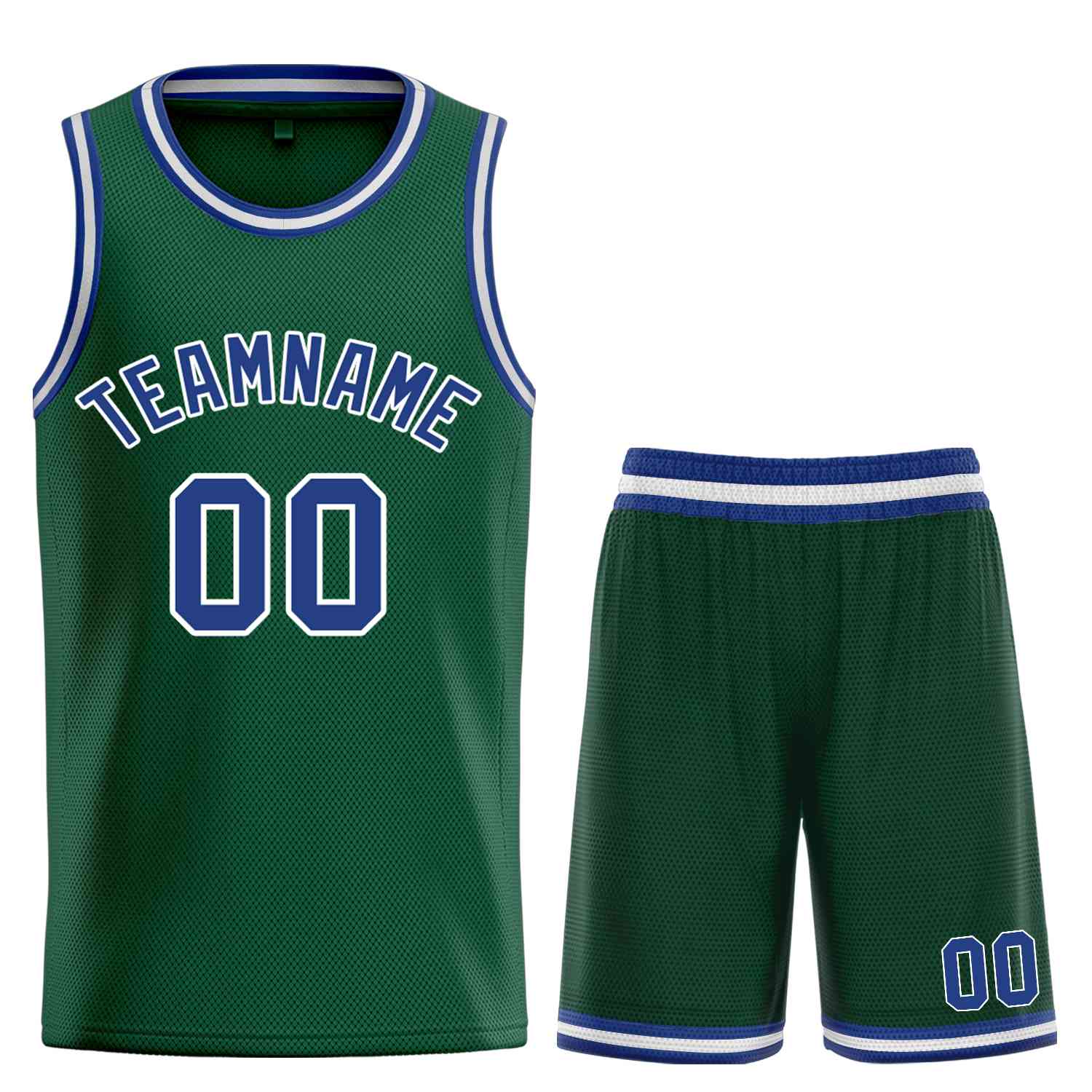 Custom Hunter Green Royal-White Bull Classic Sets Curved Basketball Jersey