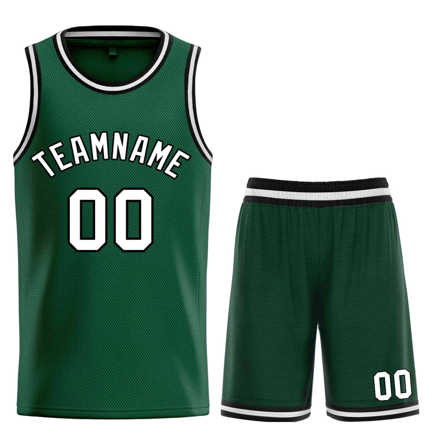 Maillot de basket-ball incurvé personnalisé Hunter vert blanc-noir Bull Classic