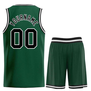 Custom Hunter Green Black-White Bull Classic Sets Curved Basketball Jersey