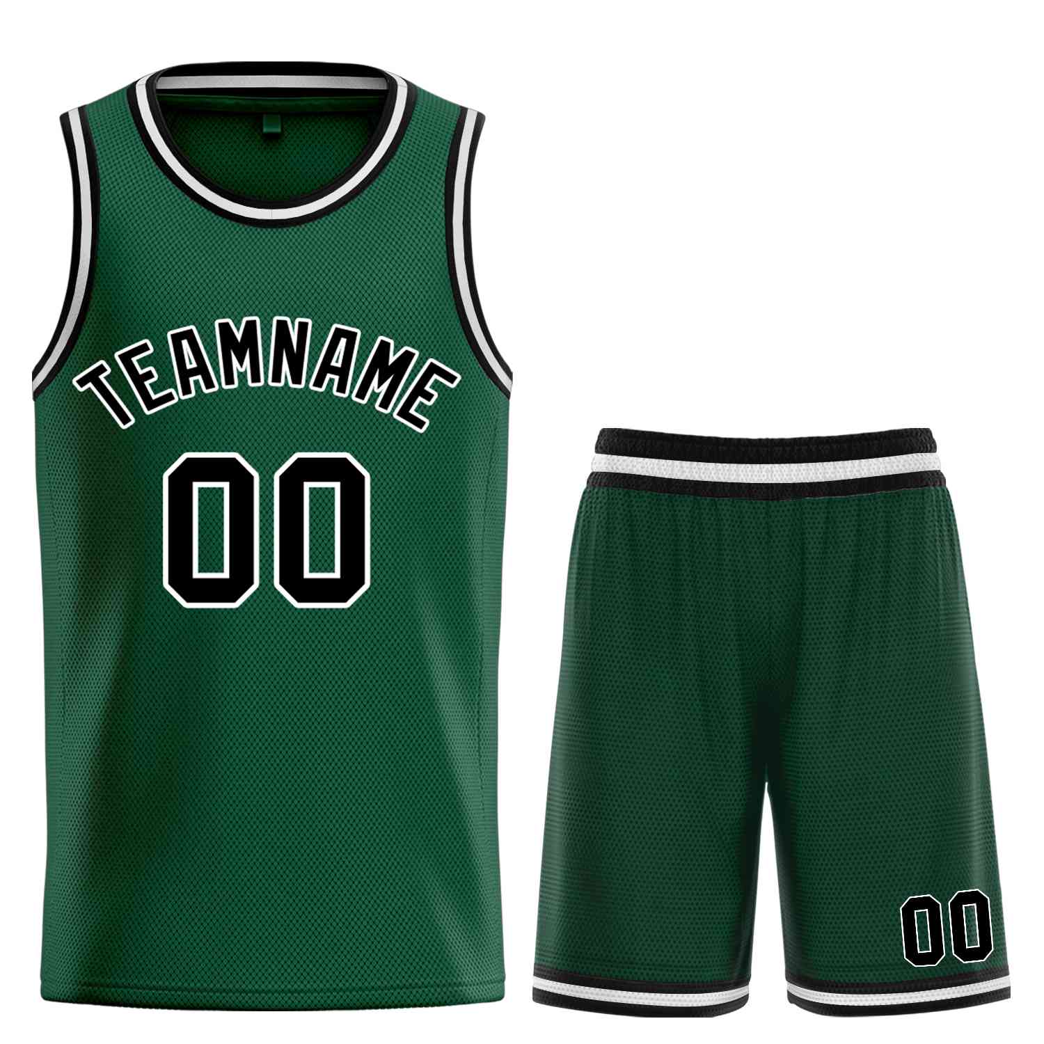 Custom Hunter Green Black-White Bull Classic Sets Curved Basketball Jersey