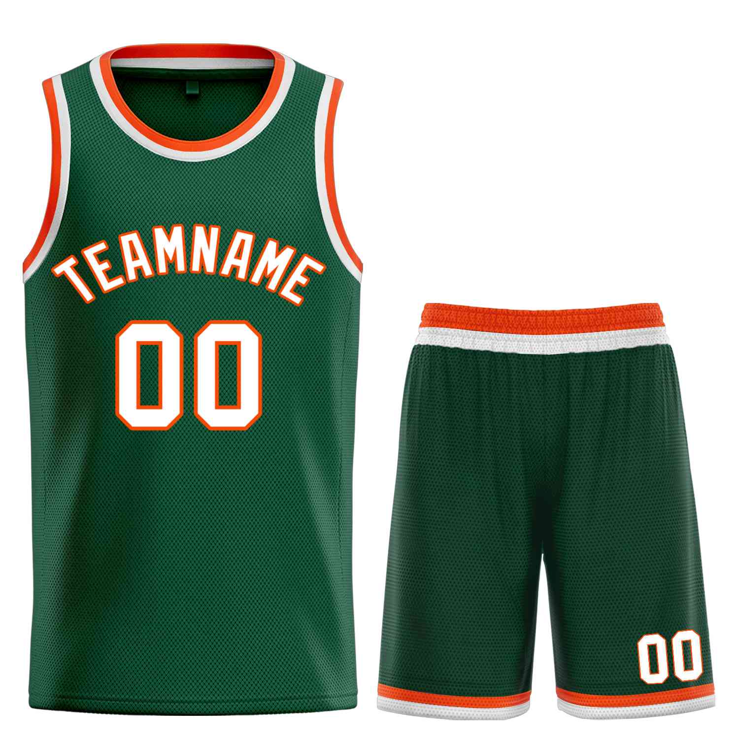 Custom Hunter Green White-Orange Bull Classic Sets Curved Basketball Jersey