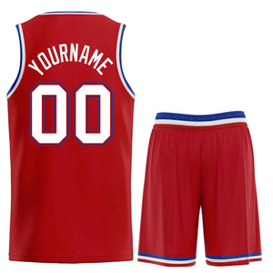 Custom Red White-Royal Classic Sets Curved Basketball Jersey