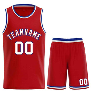 Maillot de basket-ball incurvé personnalisé rouge blanc-Royal Classic